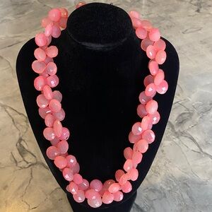 Double-Strand Pink Teardrop Necklace